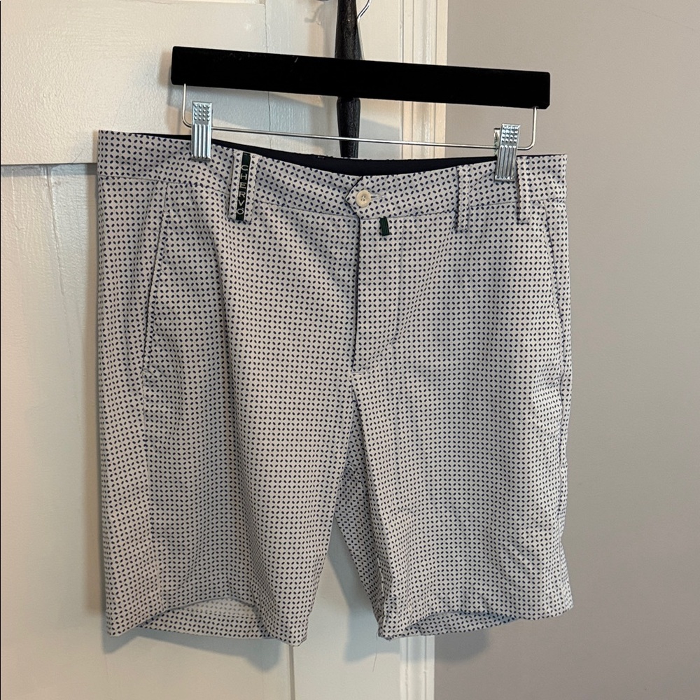 Chervo Men's White Micro-Dot Flat Front Shorts